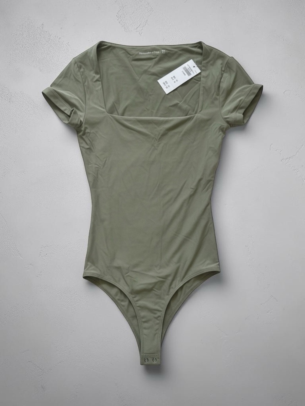 Abercrombie & Fitch Olive Green Square Neck Short Sleeve Bodysuit